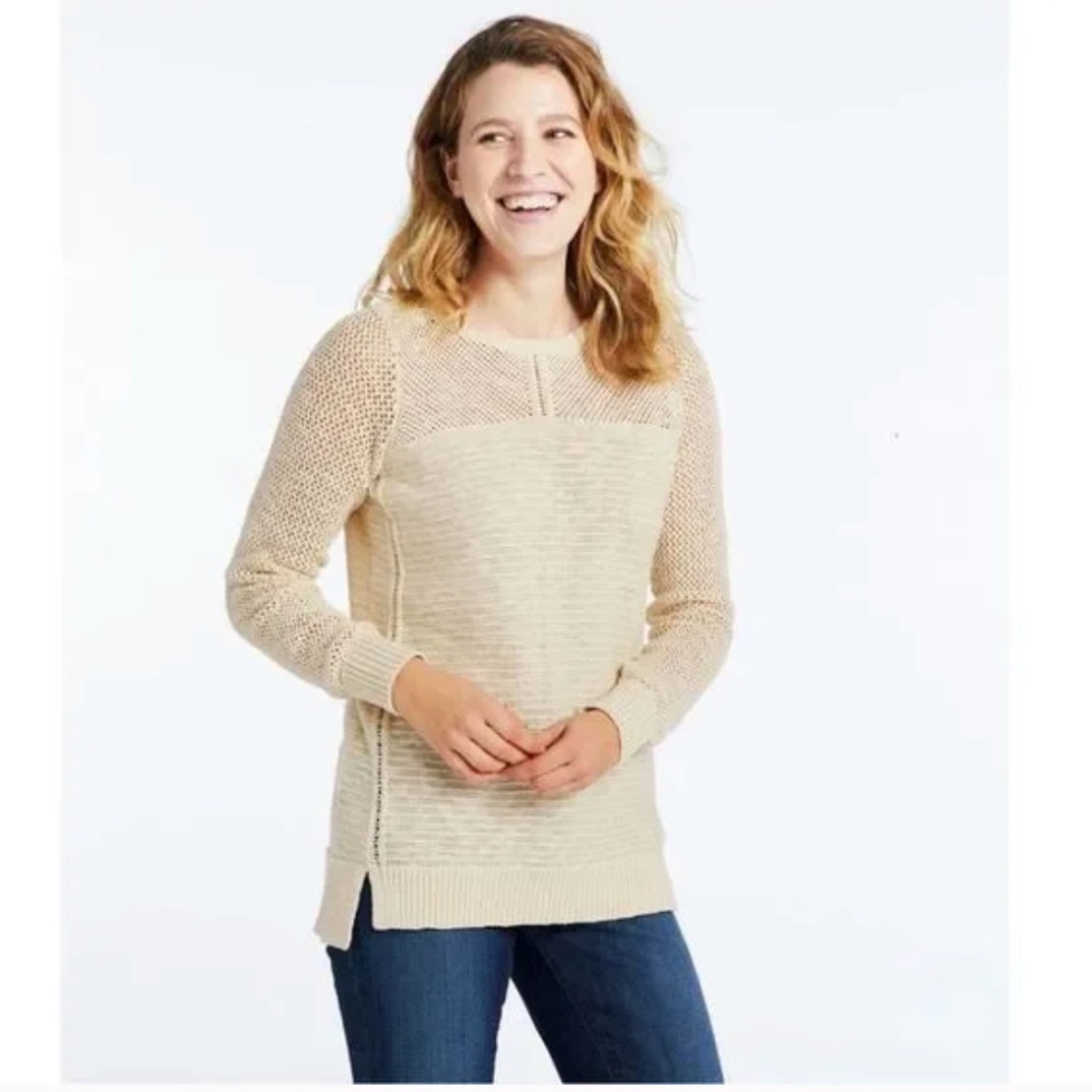 LL BEAN Women's Pointelle Mixed-Stitch Sweater Tunic‎